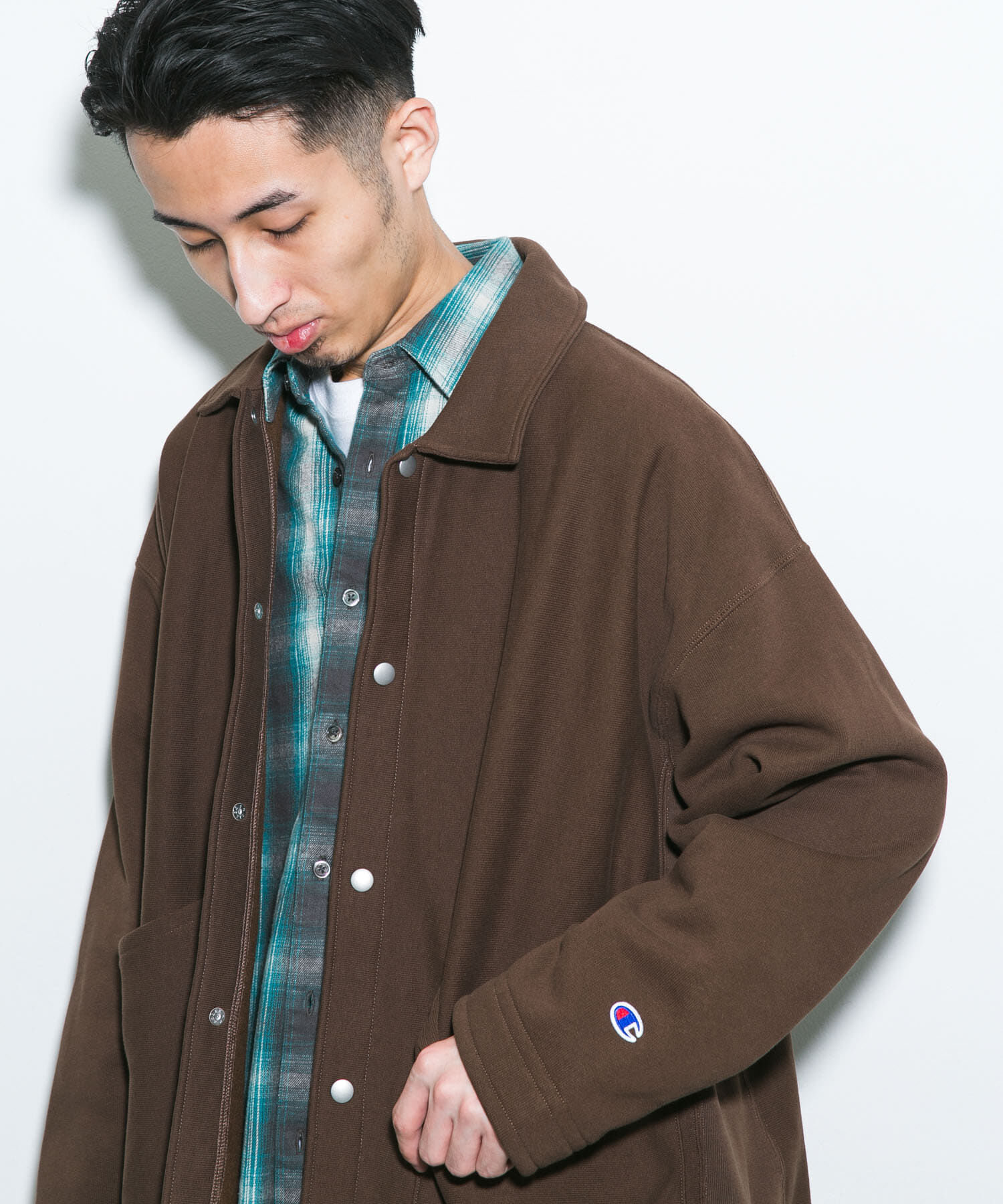 URBAN RESEARCH DOORS「『別注』Champion&times;DOORS　SWEAT COVERALL JACKET」|ノーカラーコート|