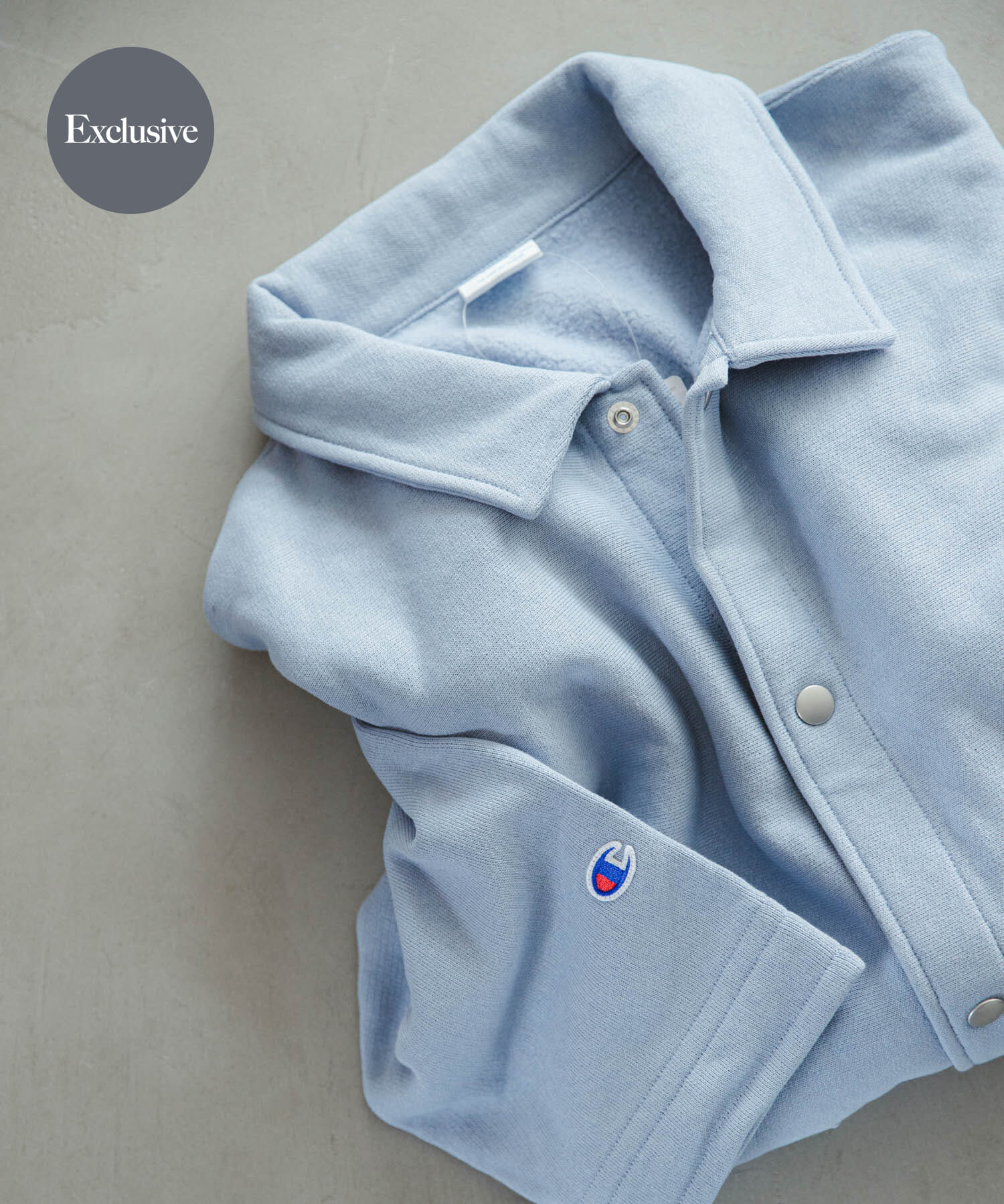 URBAN RESEARCH DOORS「『別注』Champion&times;DOORS　SWEAT COVERALL JACKET」|ノーカラーコート|ライトブルー