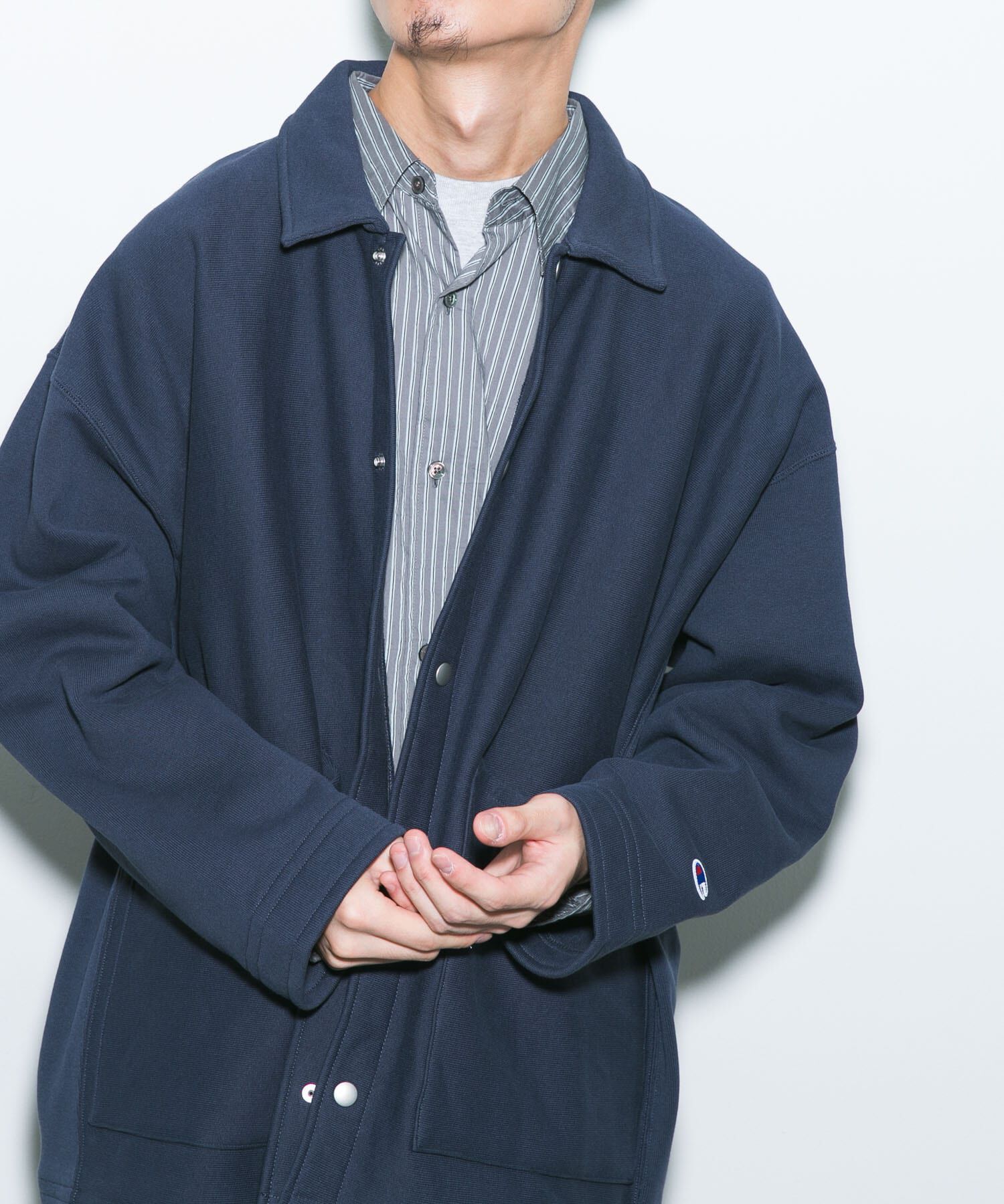 URBAN RESEARCH DOORS「『別注』Champion&times;DOORS　SWEAT COVERALL JACKET」|ノーカラーコート|