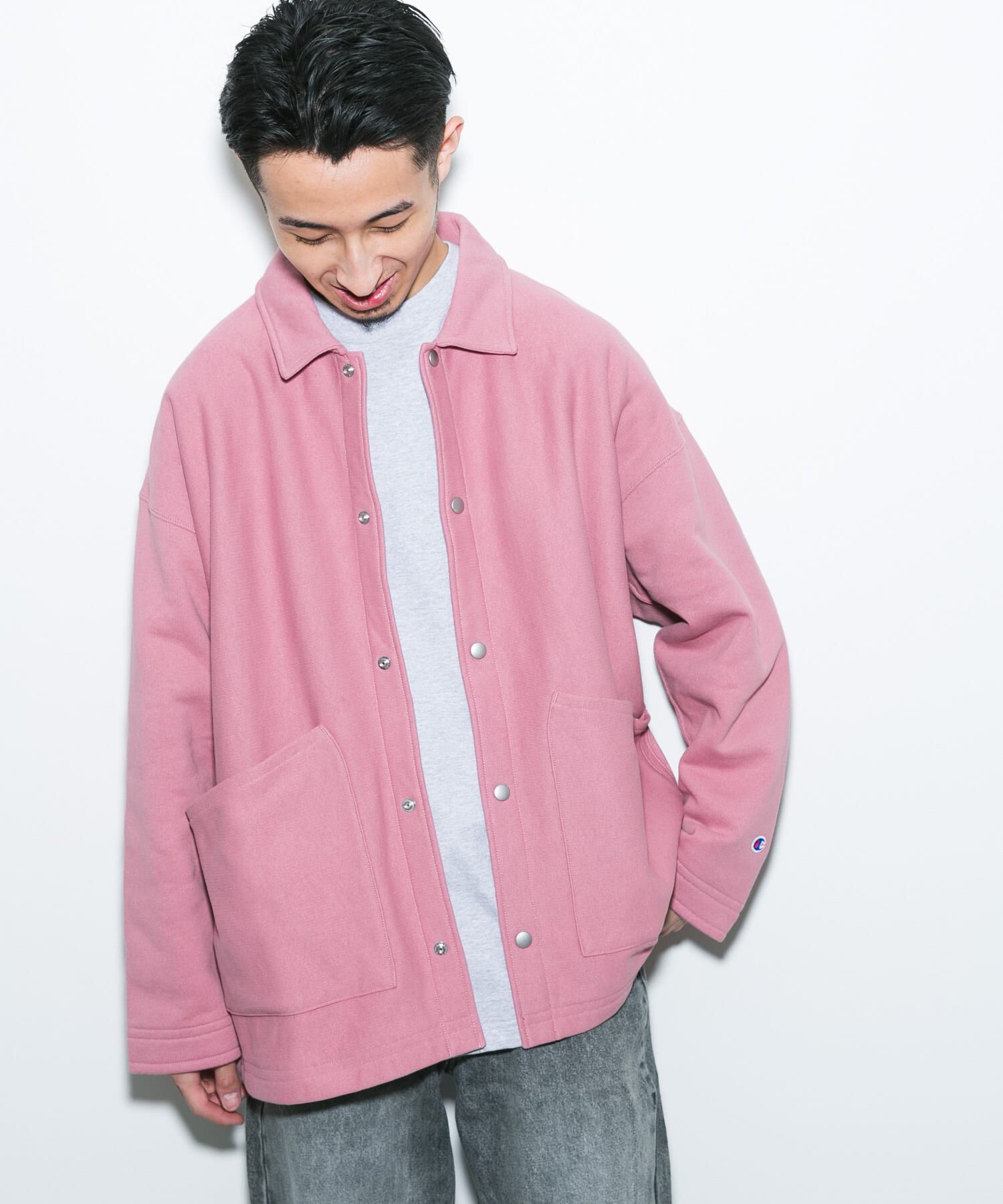URBAN RESEARCH DOORS「『別注』Champion&times;DOORS　SWEAT COVERALL JACKET」|ノーカラーコート|