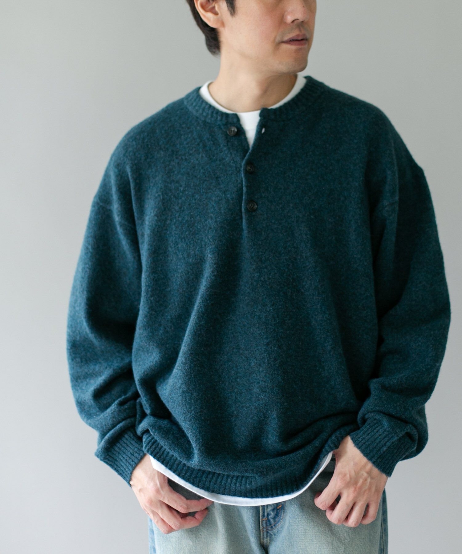 URBAN RESEARCH DOORS「『WEB限定』ウール混もちもちヘンリーネックニット」|ニット・セーター|