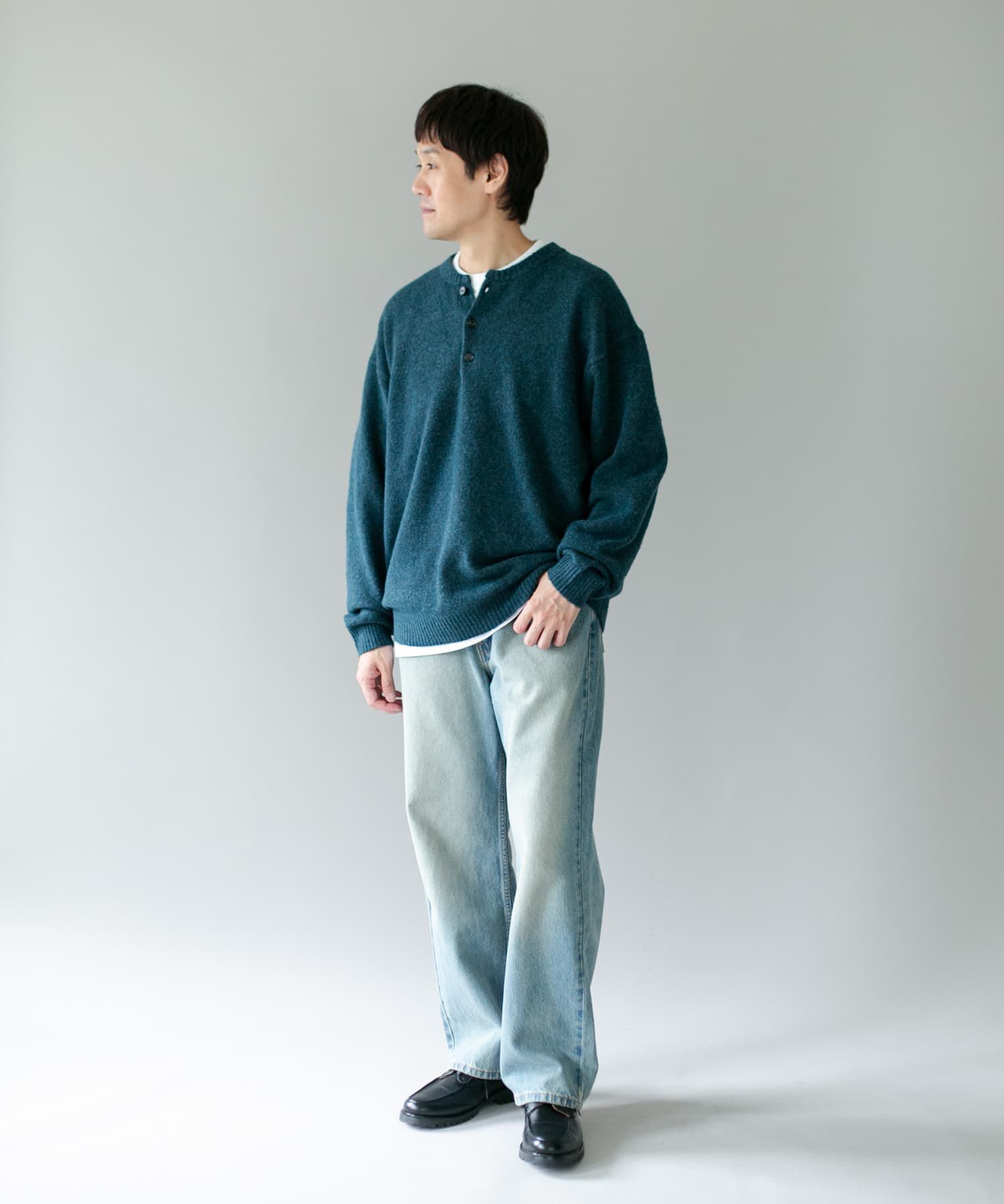 URBAN RESEARCH DOORS「『WEB限定』ウール混もちもちヘンリーネックニット」|ニット・セーター|