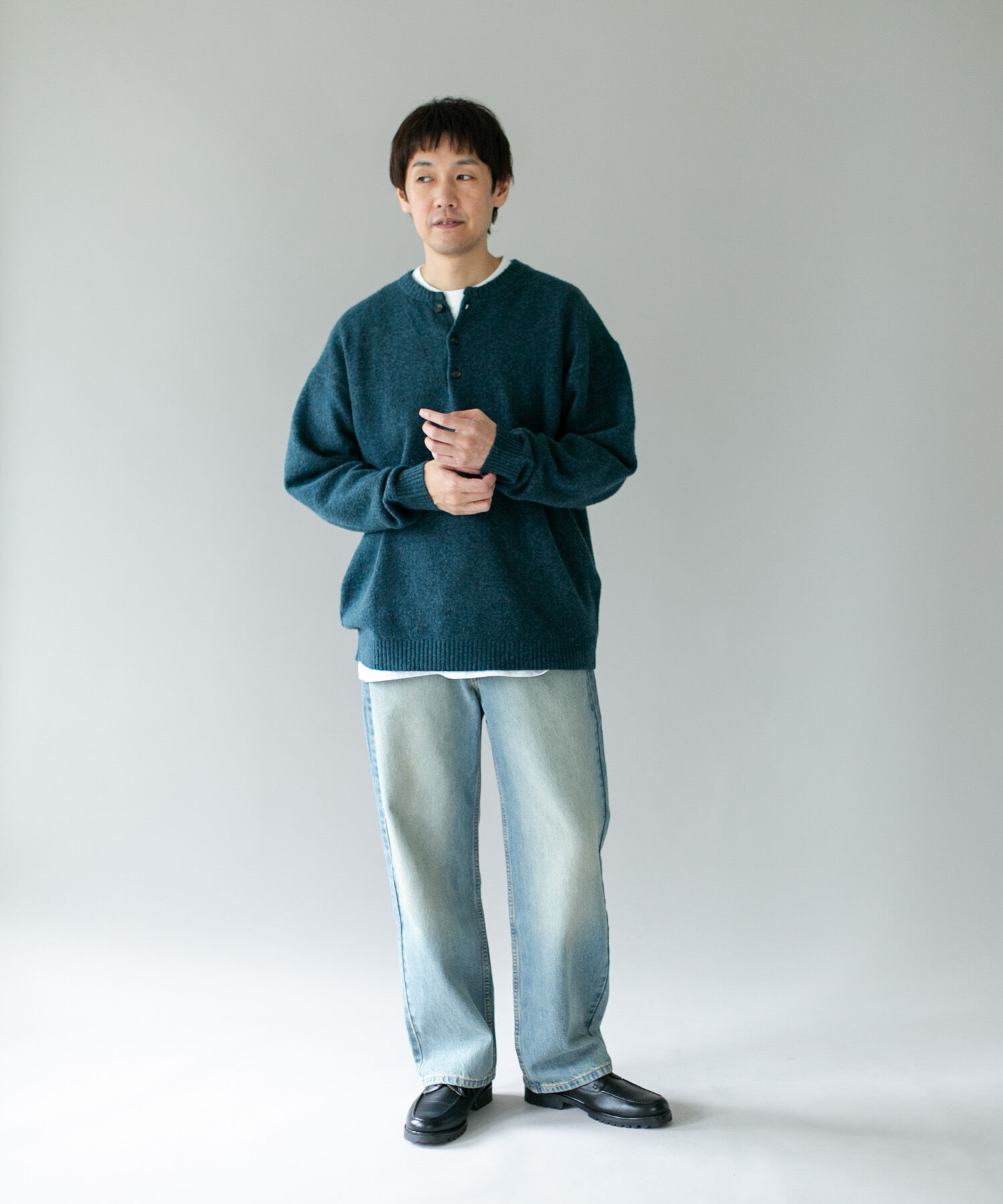 URBAN RESEARCH DOORS「『WEB限定』ウール混もちもちヘンリーネックニット」|ニット・セーター|