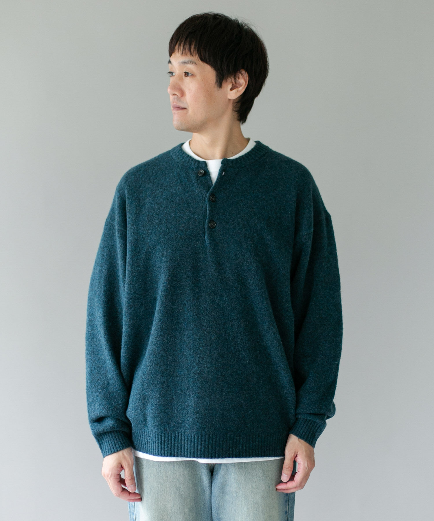 URBAN RESEARCH DOORS「『WEB限定』ウール混もちもちヘンリーネックニット」|ニット・セーター|