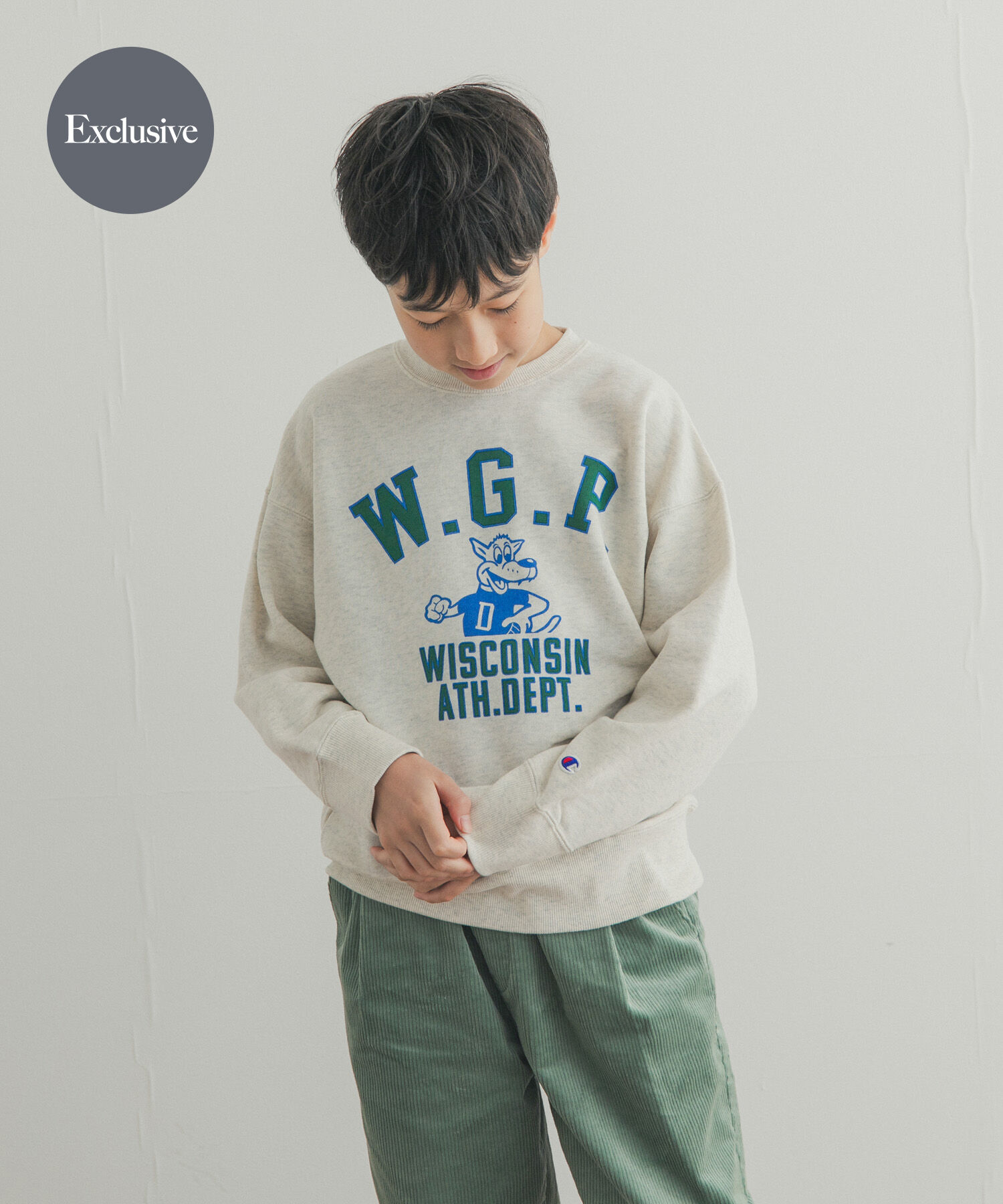 URBAN RESEARCH DOORS「『150サイズ』『別注』Champion&times;DOORS　アニマルプリント SWEATSHIRTS(KIDS)」|その他|アイボリー