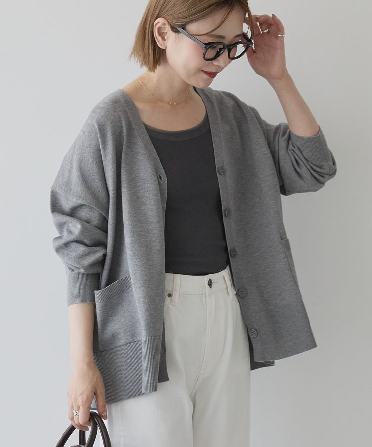 AMERICAN HOLIC「【WEB限定】バイパチVネックルーズカーディガン」|カーディガン|Gray