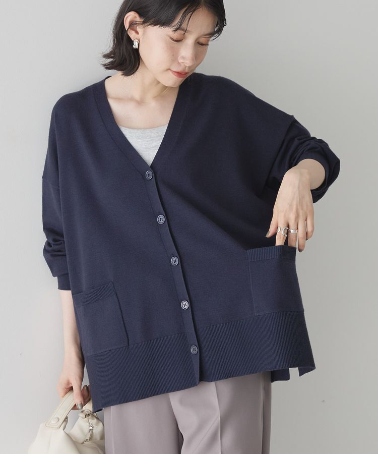 AMERICAN HOLIC「【WEB限定】バイパチVネックルーズカーディガン」|カーディガン|Navy