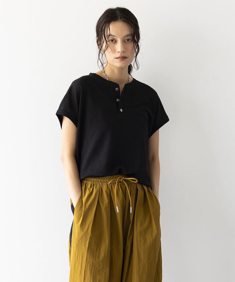 GARAGE OF GOOD CLOTHING「【日本製】シアーワッフルヘンリーネックトップス」|Tシャツ・カットソー|Black