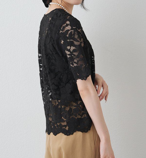  「花柄コード刺繍スカラップレースブラウス」|シャツ・ブラウス|