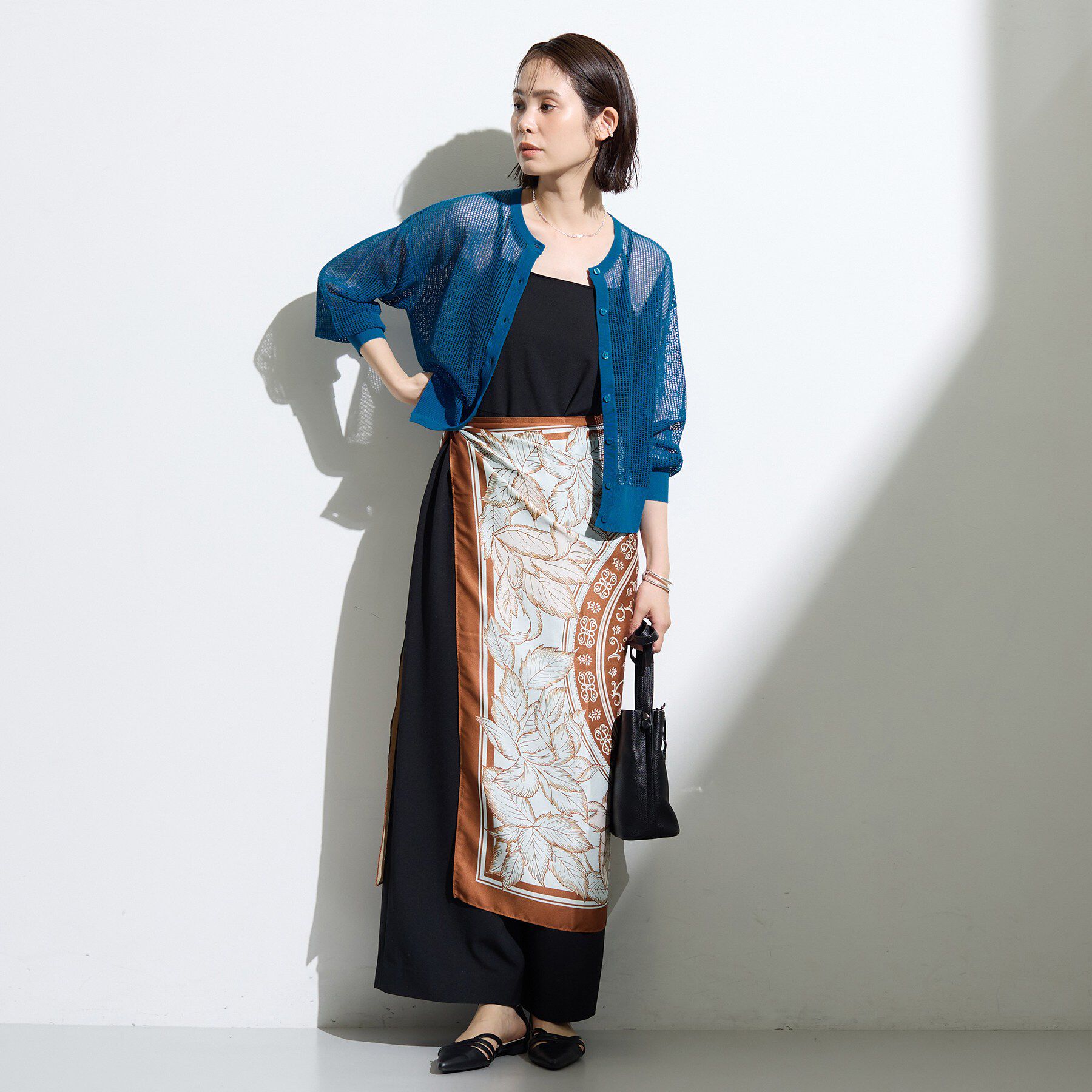 INDIVI「【大人シアー】メッシュ編みニットカーディガン」|カーディガン|
