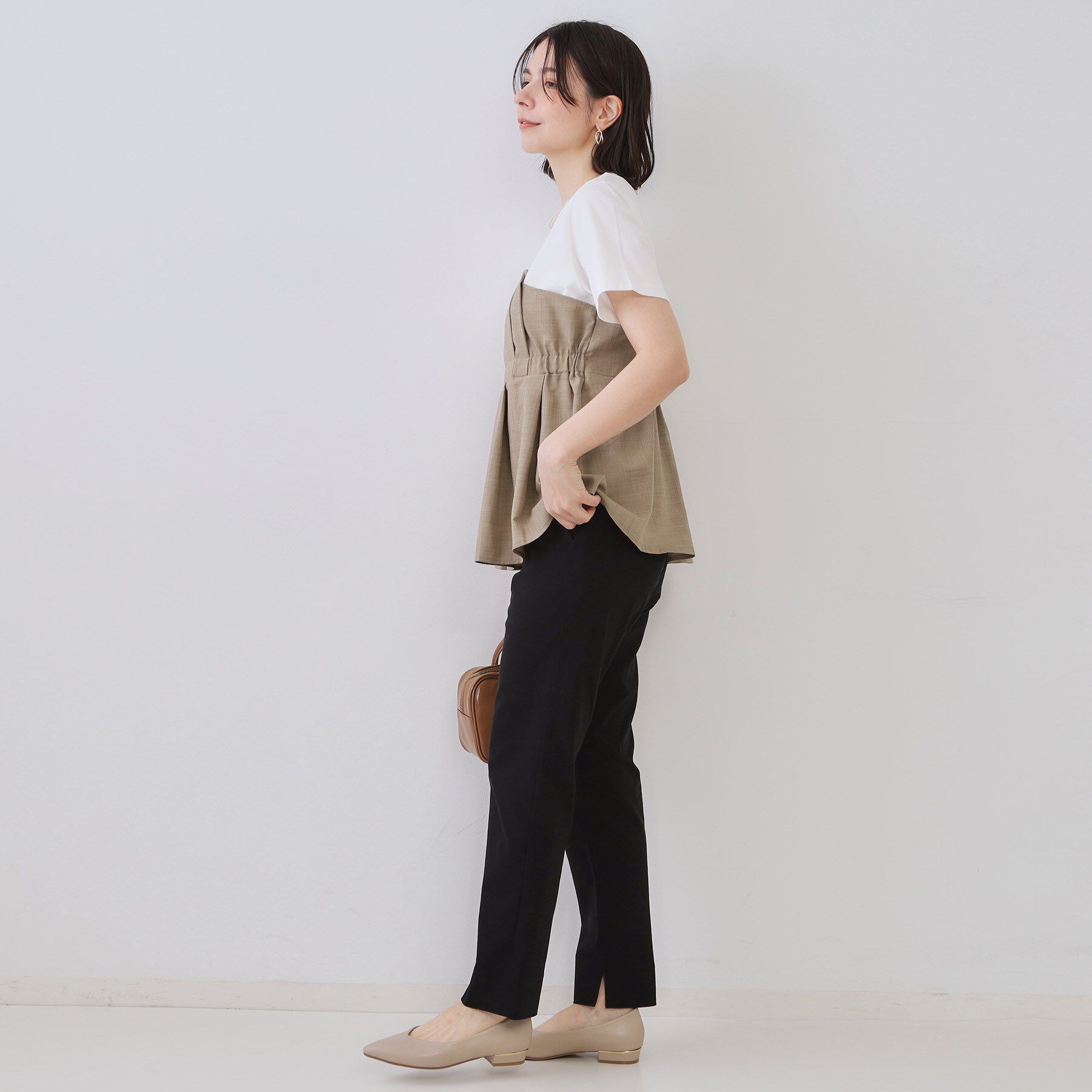OPAQUE.CLIP「タックビスチェドッキングカットソー【洗濯機洗い可】」|Tシャツ・カットソー|