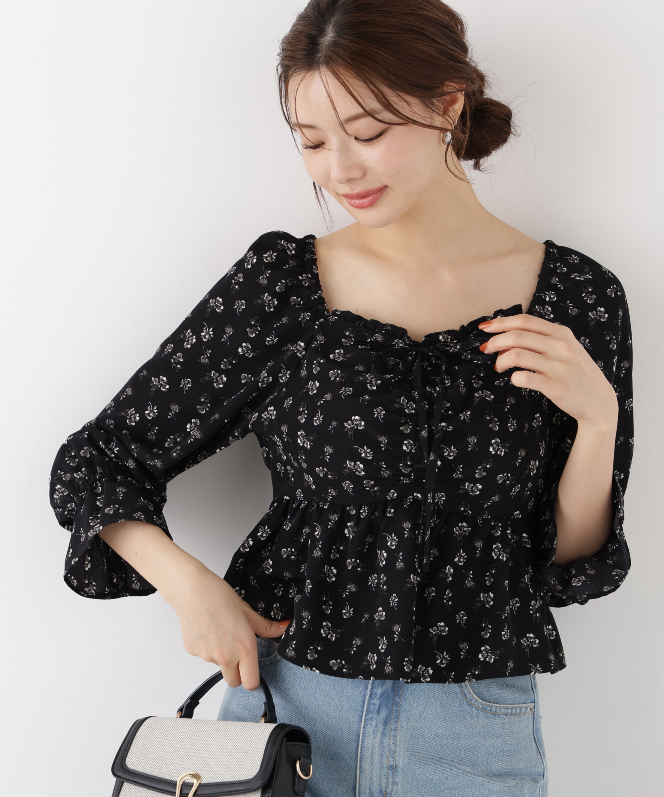 PROPORTION BODY DRESSING「フラワーパターンギャザーブラウス」|シャツ・ブラウス|