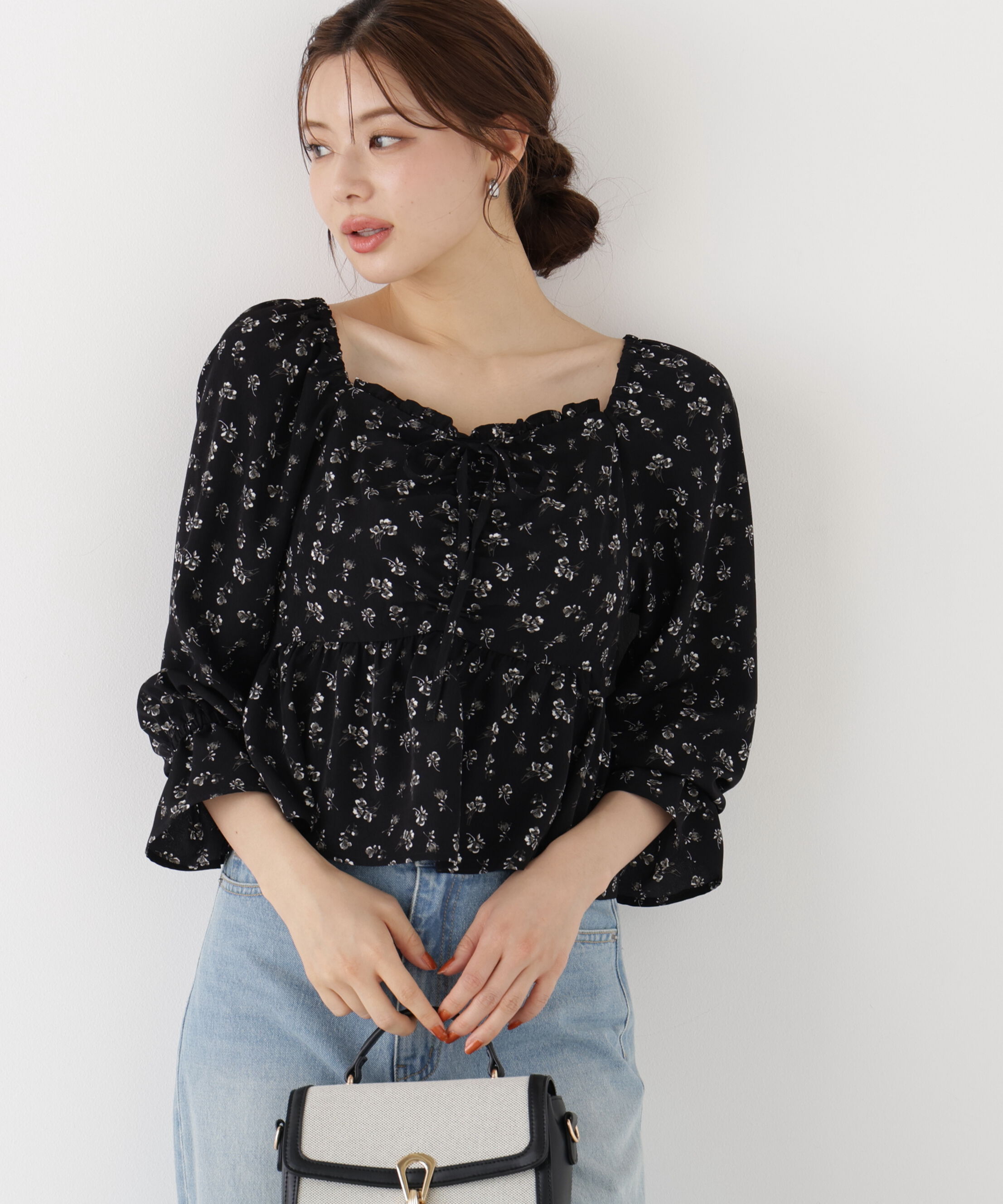 PROPORTION BODY DRESSING「フラワーパターンギャザーブラウス」|シャツ・ブラウス|