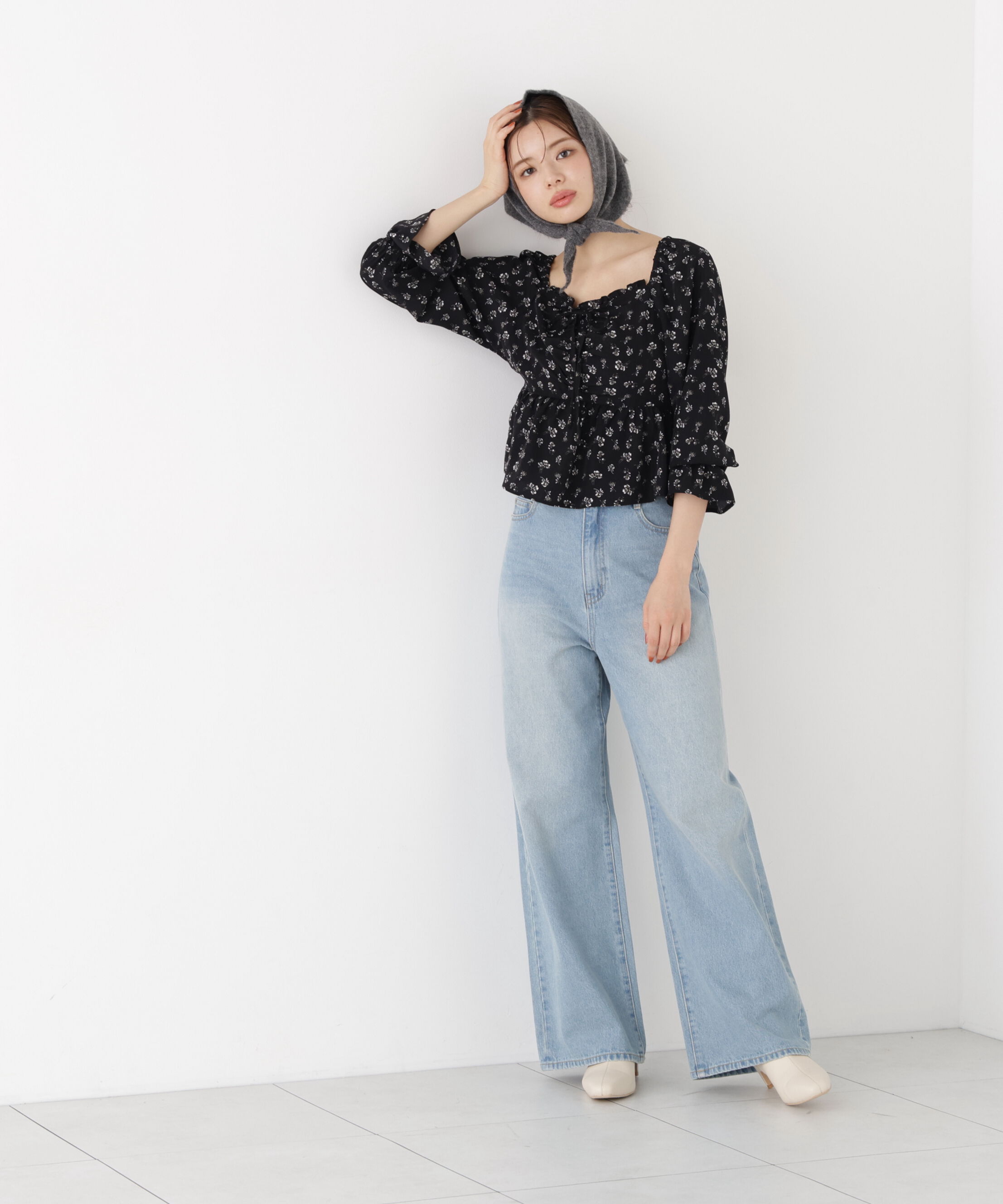 PROPORTION BODY DRESSING「フラワーパターンギャザーブラウス」|シャツ・ブラウス|