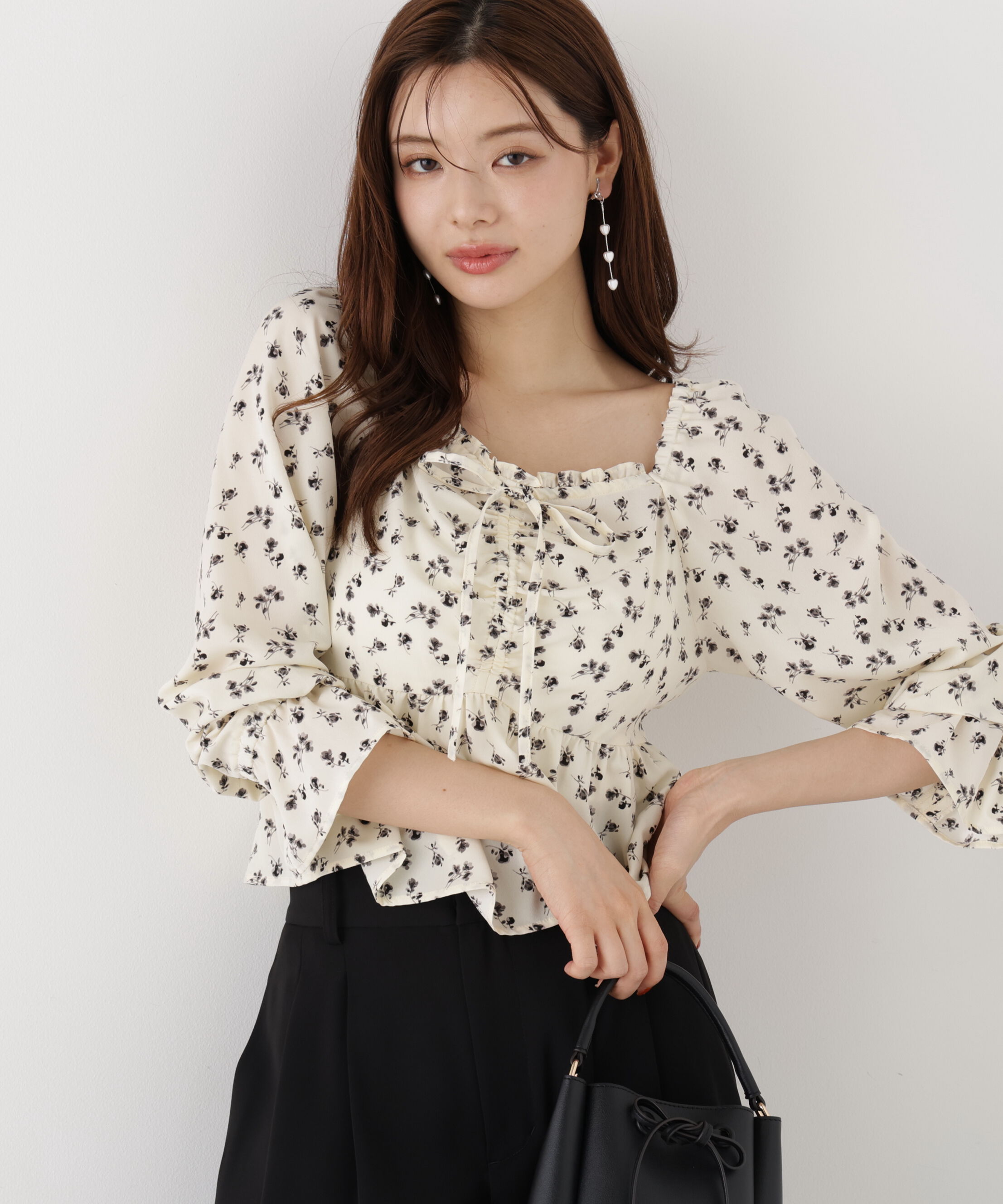 PROPORTION BODY DRESSING「フラワーパターンギャザーブラウス」|シャツ・ブラウス|