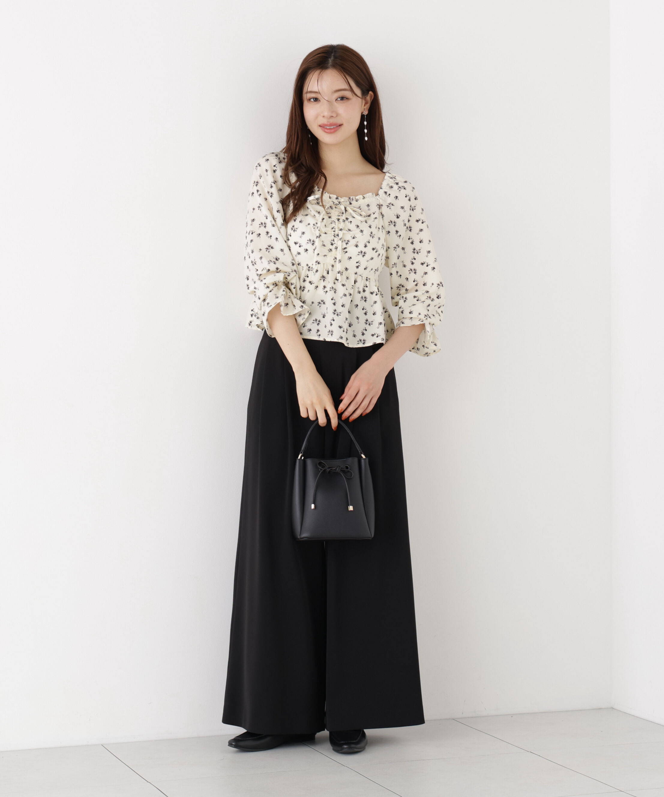 PROPORTION BODY DRESSING「フラワーパターンギャザーブラウス」|シャツ・ブラウス|