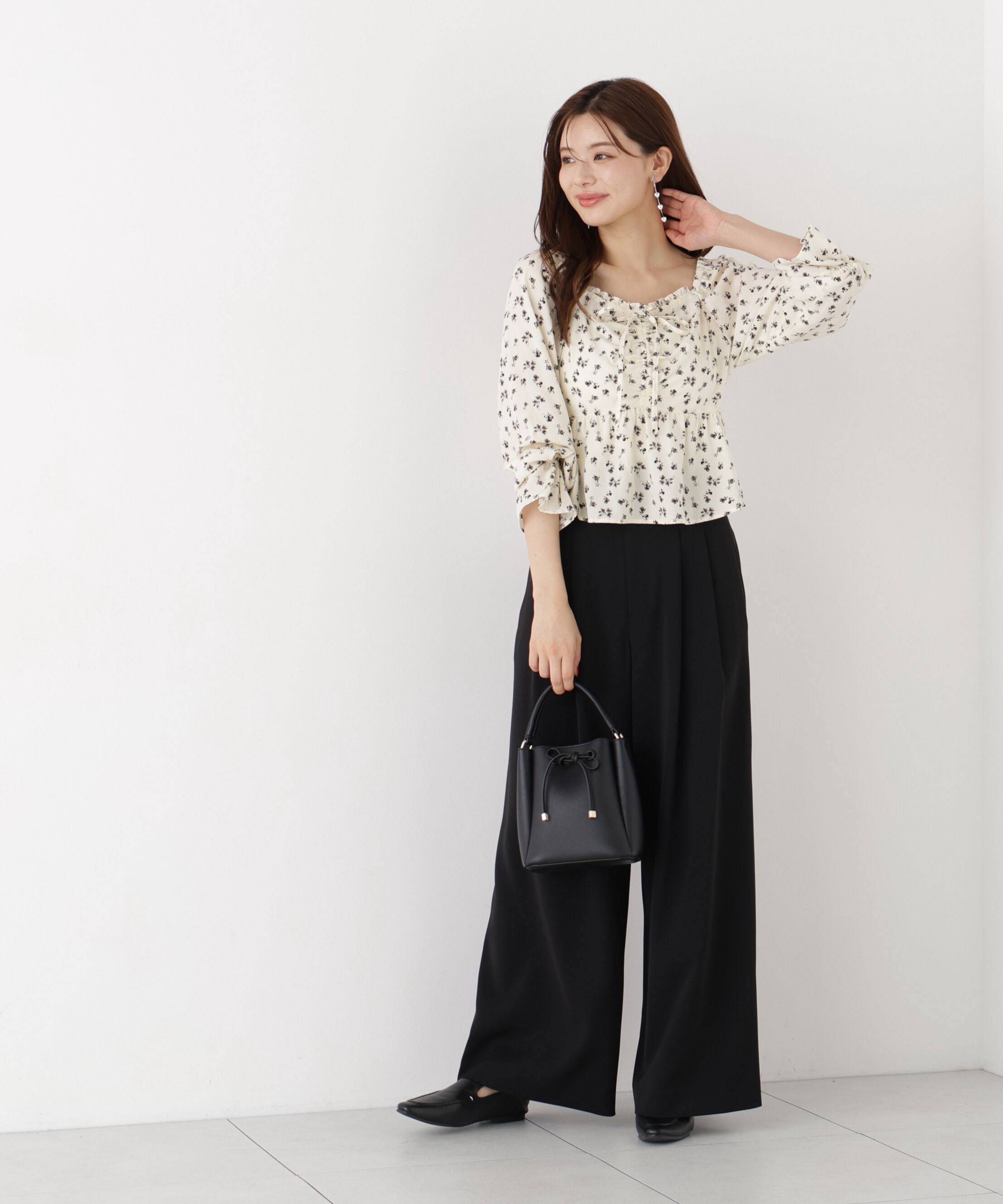 PROPORTION BODY DRESSING「フラワーパターンギャザーブラウス」|シャツ・ブラウス|