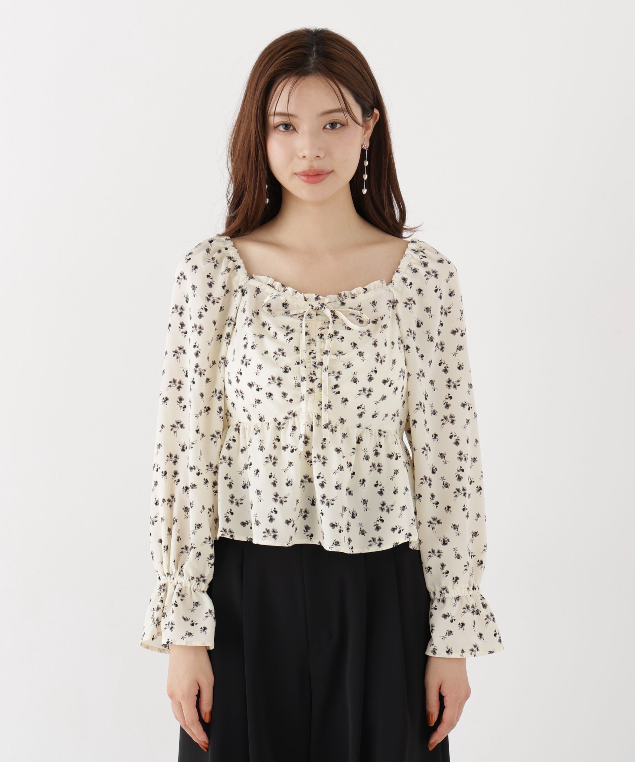 PROPORTION BODY DRESSING「フラワーパターンギャザーブラウス」|シャツ・ブラウス|