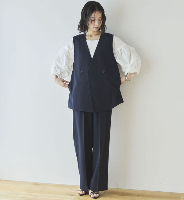 Doux archives「【接触冷感／イージーケア】タックデザイントップス」|Tシャツ・カットソー|