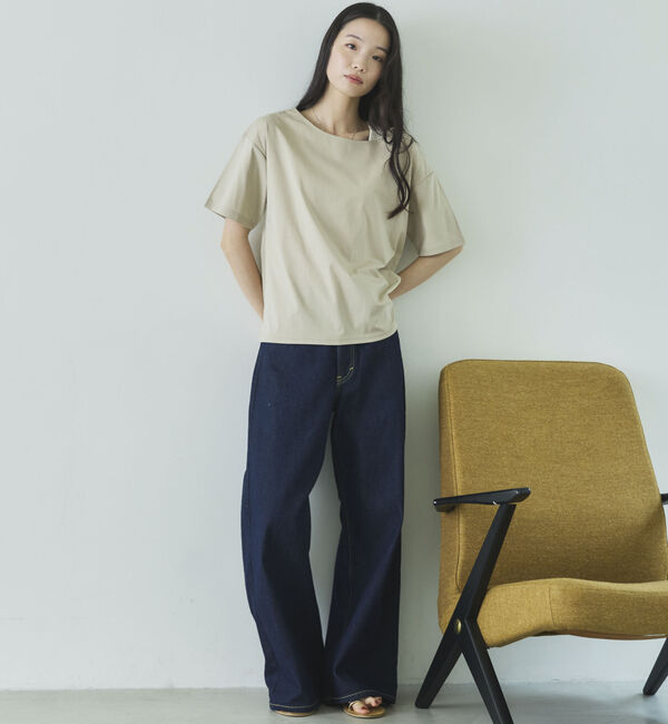 Doux archives「【吸湿透気】ボートネック半袖プルオーバー」|Tシャツ・カットソー|
