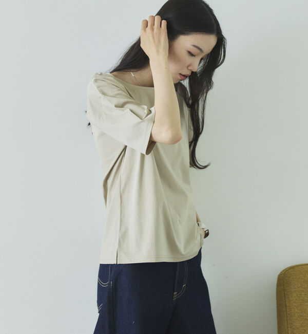 Doux archives「【吸湿透気】ボートネック半袖プルオーバー」|Tシャツ・カットソー|