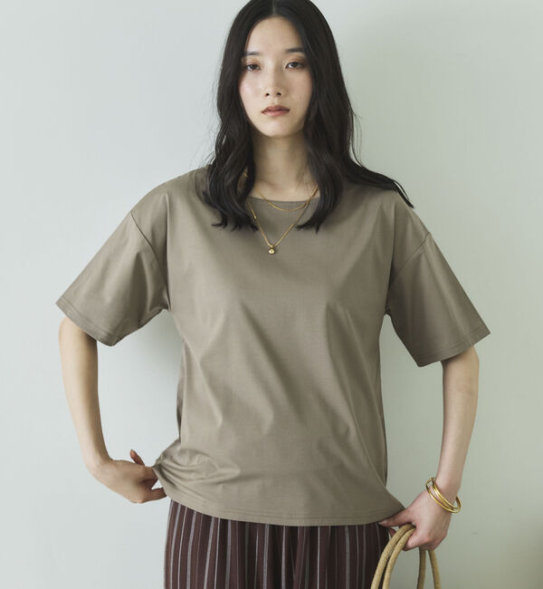 Doux archives「【吸湿透気】ボートネック半袖プルオーバー」|Tシャツ・カットソー|MOCHA