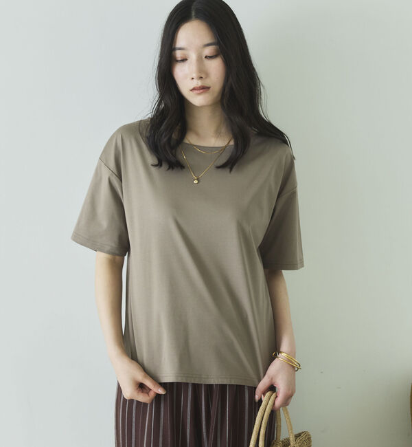 Doux archives「【吸湿透気】ボートネック半袖プルオーバー」|Tシャツ・カットソー|