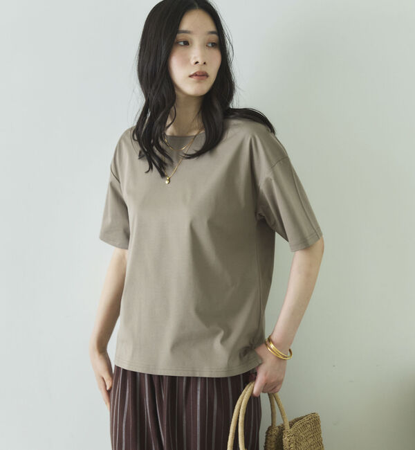 Doux archives「【吸湿透気】ボートネック半袖プルオーバー」|Tシャツ・カットソー|