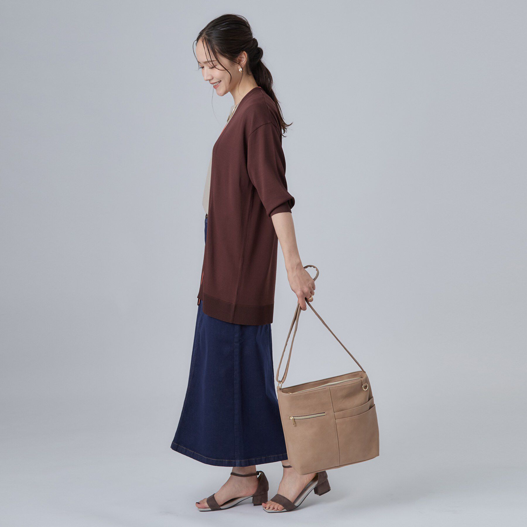 SHOO･LA･RUE「【多収納/汚れが目立ちにくい】8ポケット合皮2WAY ショルダーバッグ」|ショルダー・メッセンジャー|