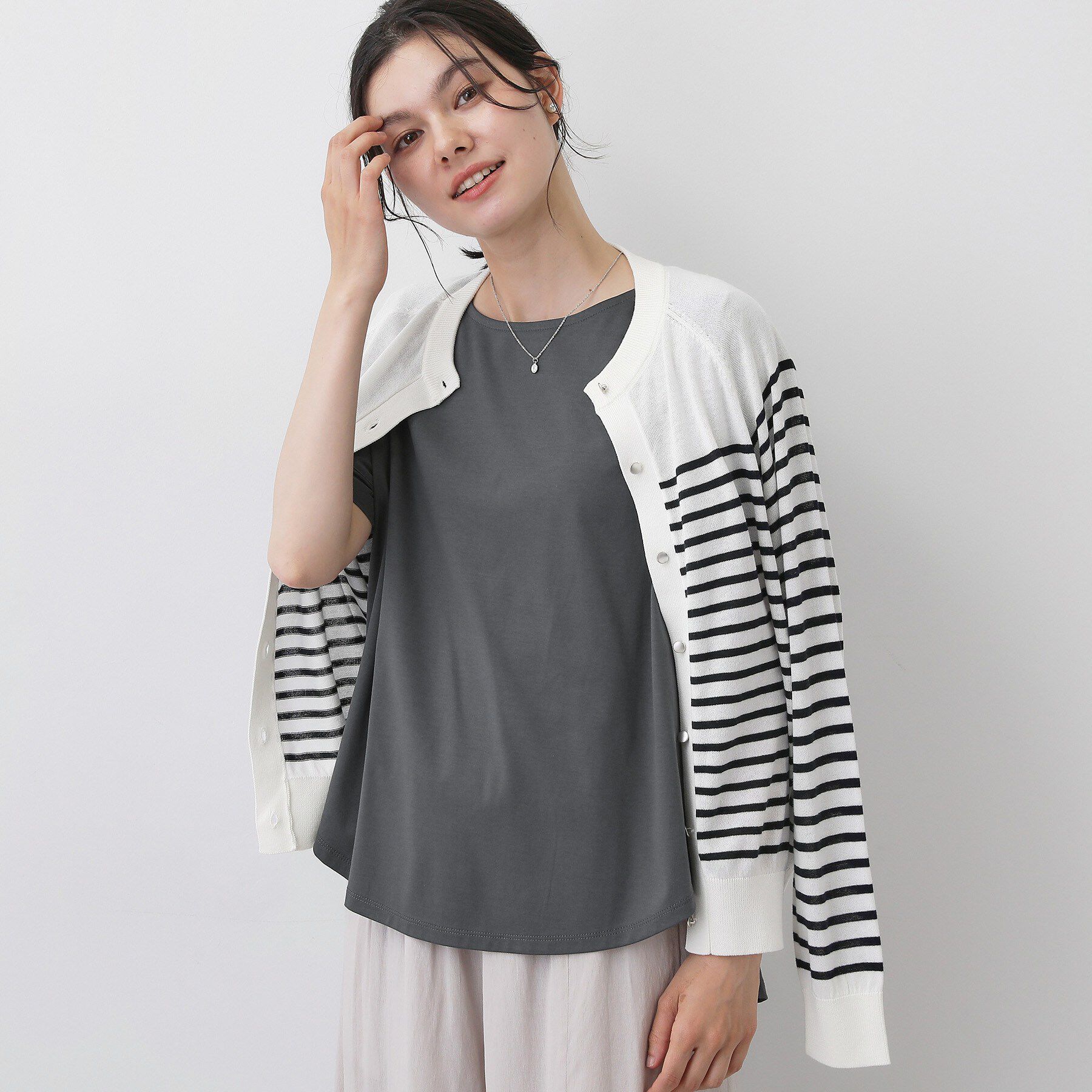 Dessin「【接触冷感/UVカット】美光沢カットソーワイドシルエット」|Tシャツ・カットソー|