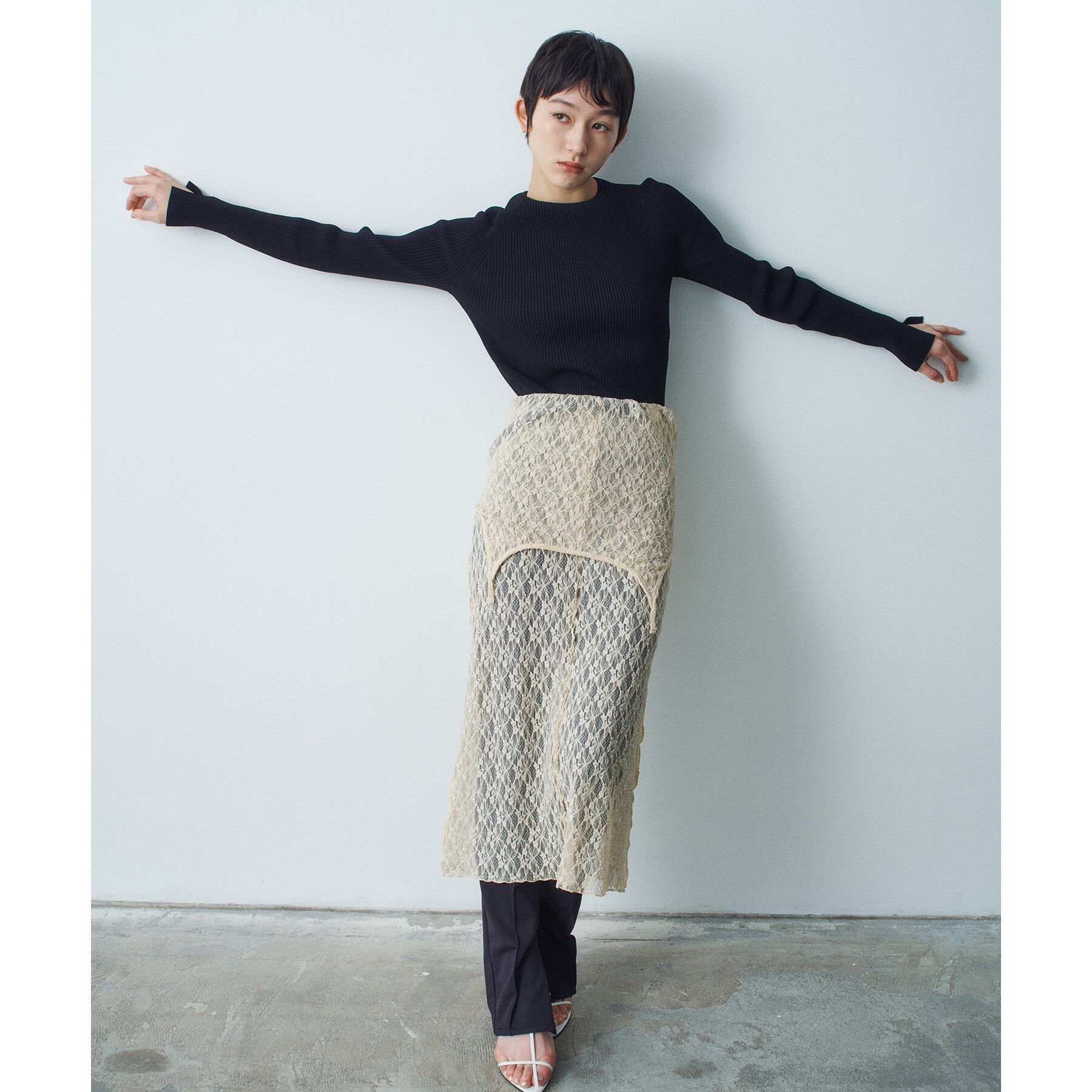 CODE A「stretch lace cami dress」|ワンピース|