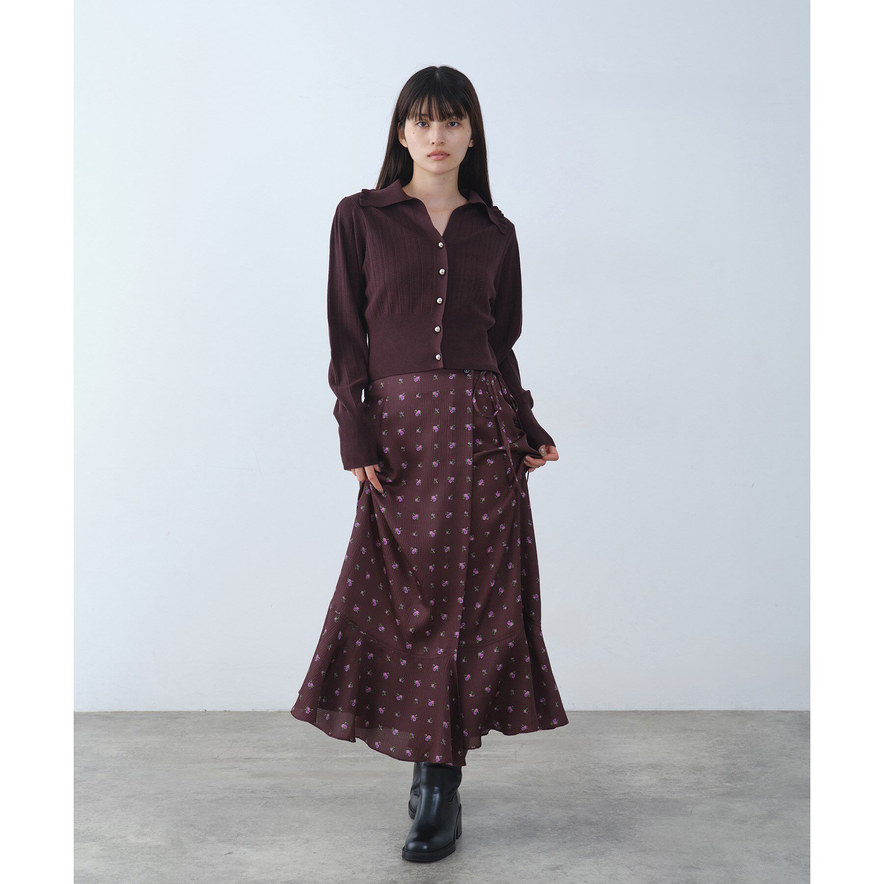 CODE A「sleek collar knit」|カーディガン|