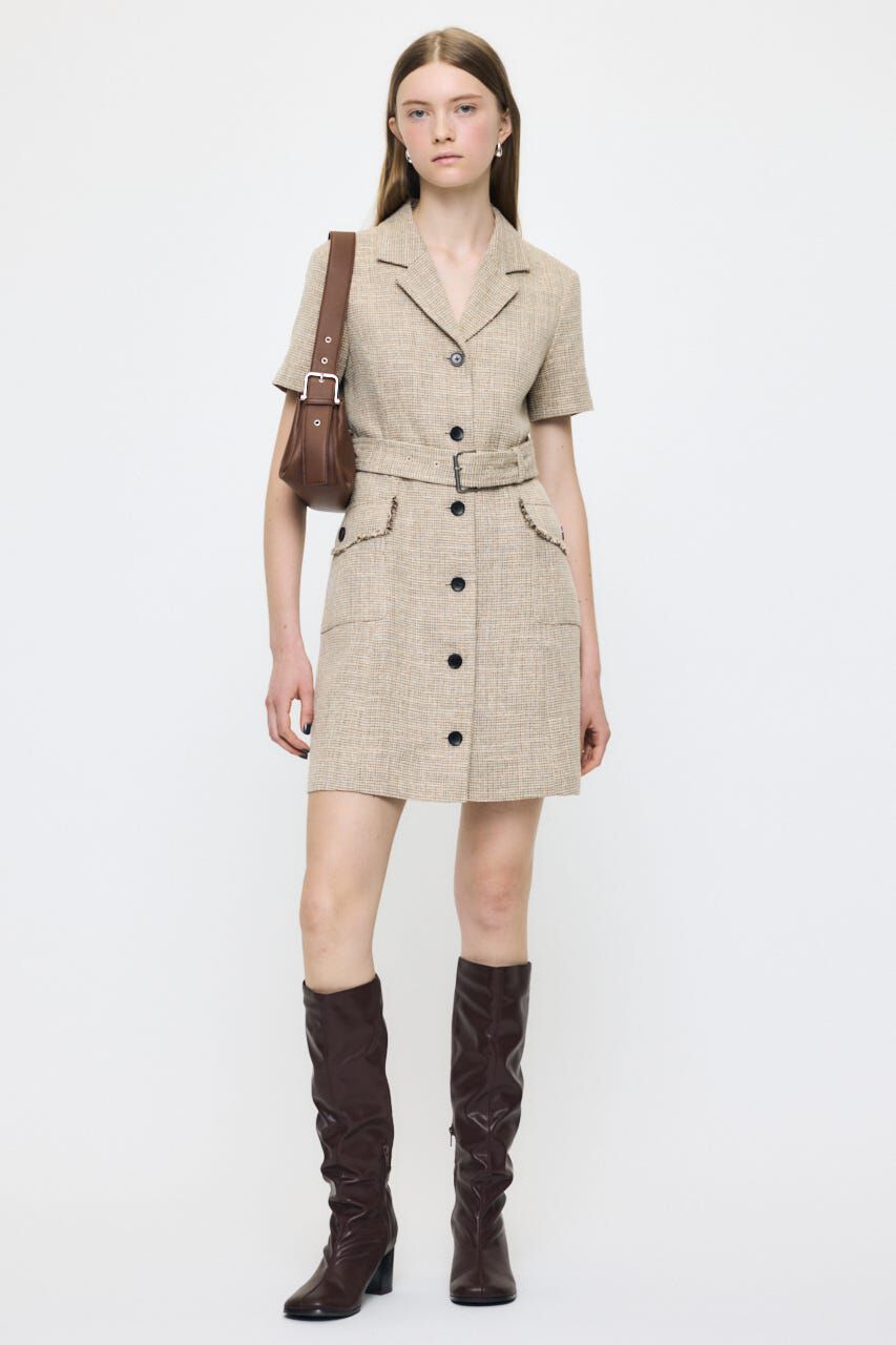 MOUSSY「TWEEDED MINI ドレス」|ワンピース|