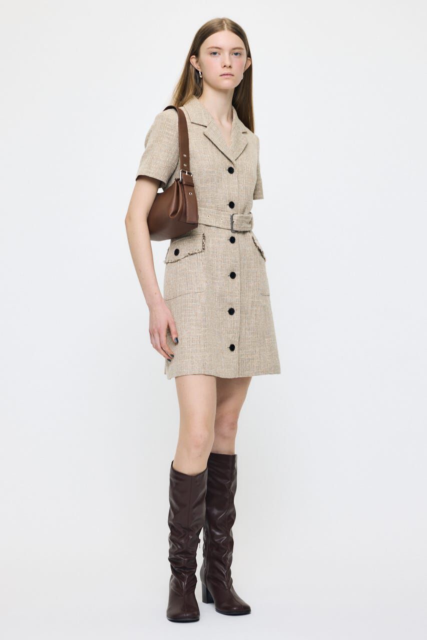 MOUSSY「TWEEDED MINI ドレス」|ワンピース|