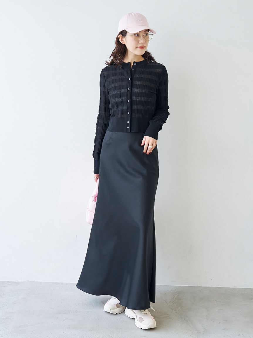 emmi atelier「emmiロゴゴムジャガードサテンナロースカート」|スカート|
