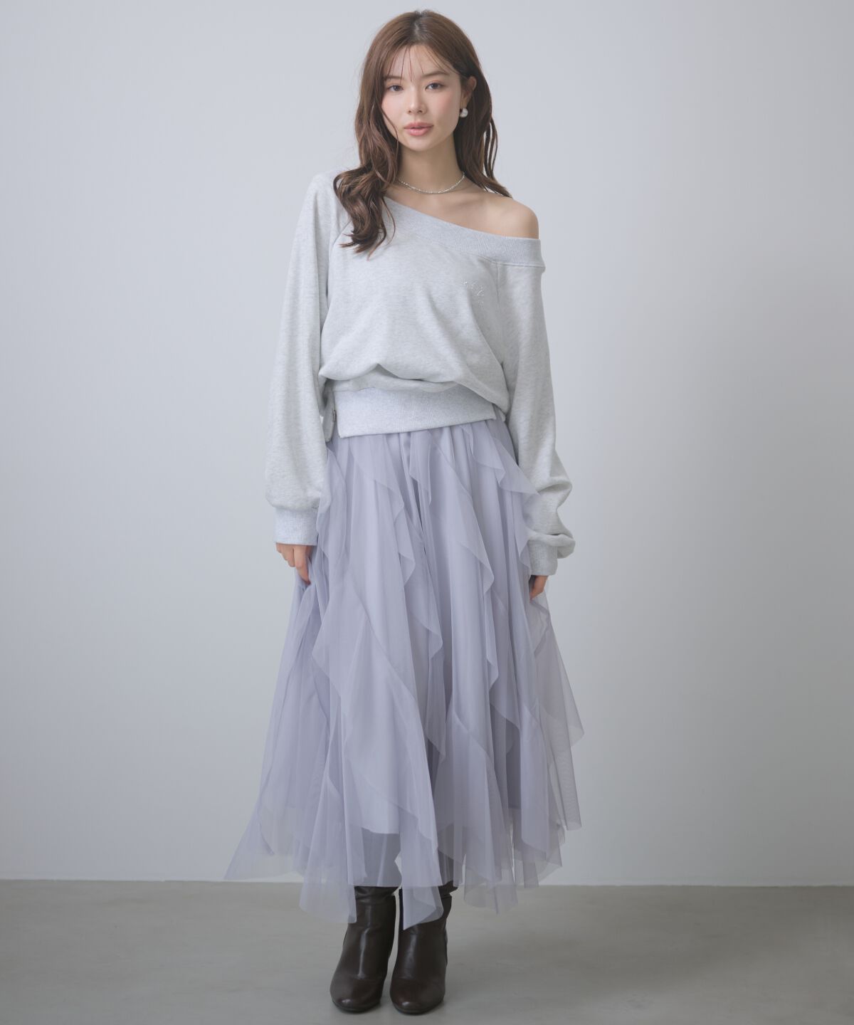 アンドクチュール「ラッフルフリルスカート」|フレア|