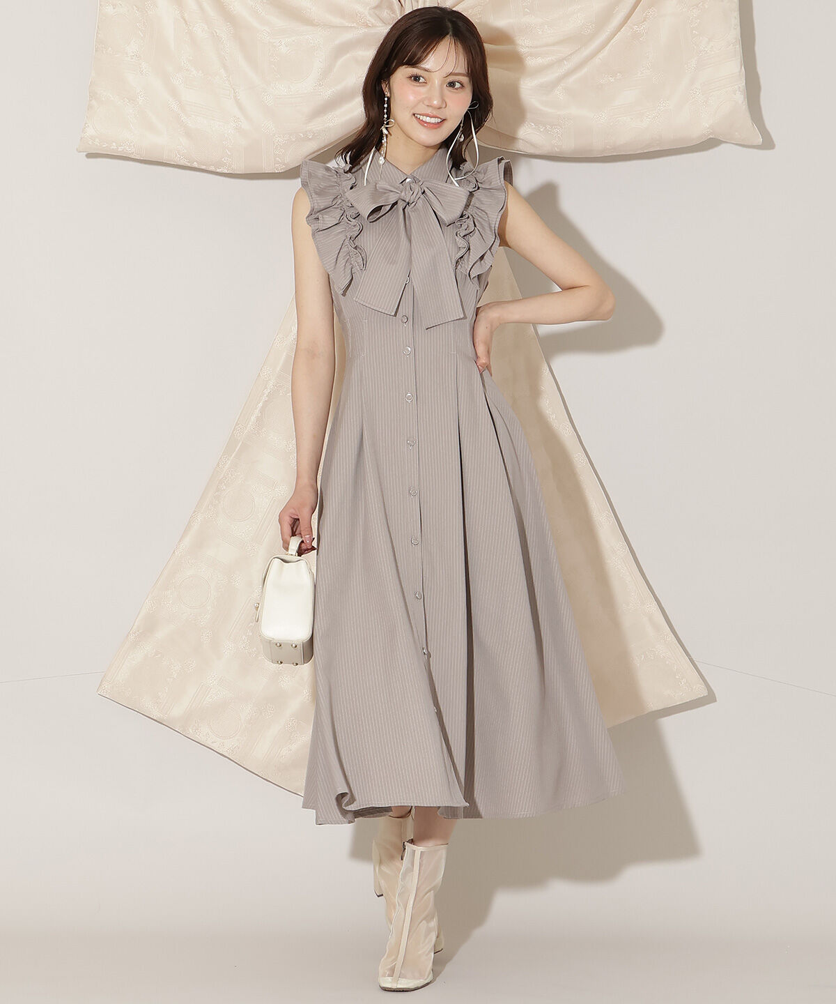 WILLSELECTION「フリルスリーブリボンタイシャツワンピース」|ワンピース|