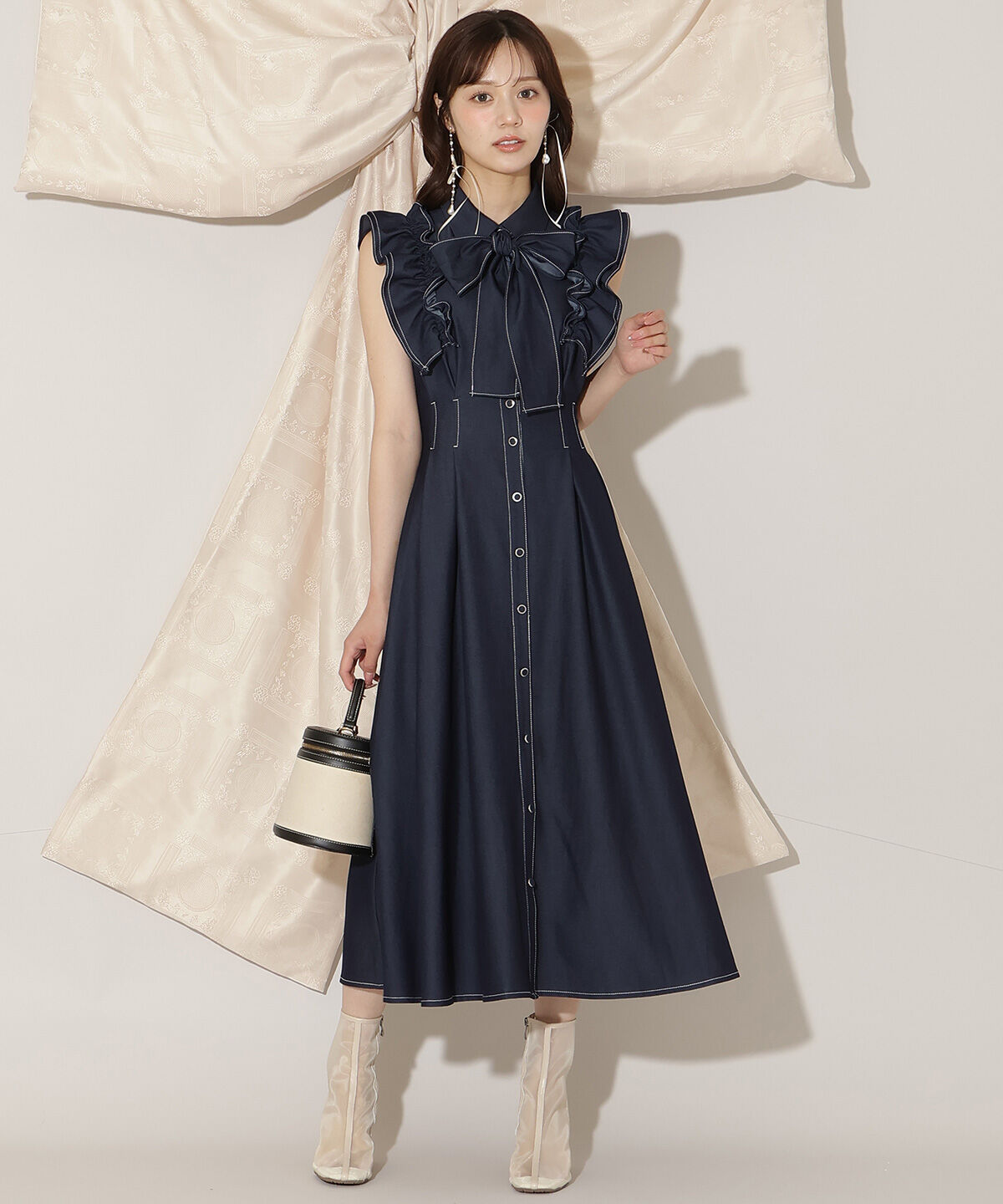 WILLSELECTION「フリルスリーブリボンタイシャツワンピース」|ワンピース|