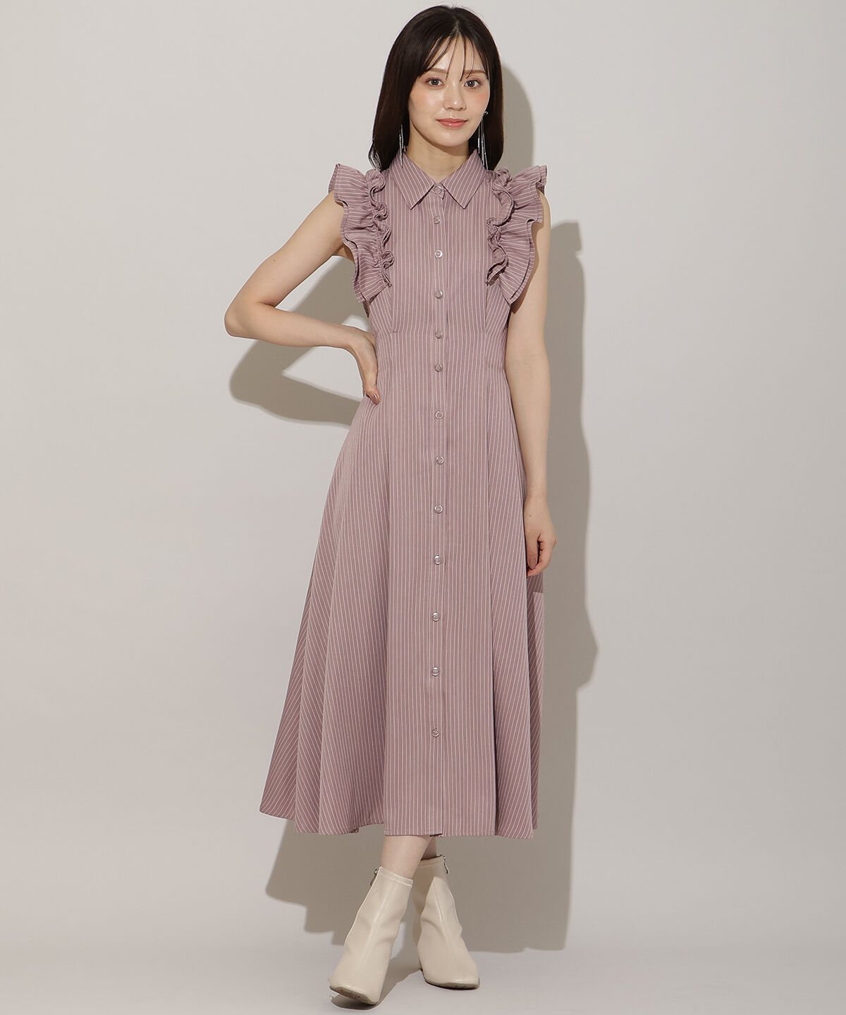 WILLSELECTION「フリルスリーブリボンタイシャツワンピース」|ワンピース|