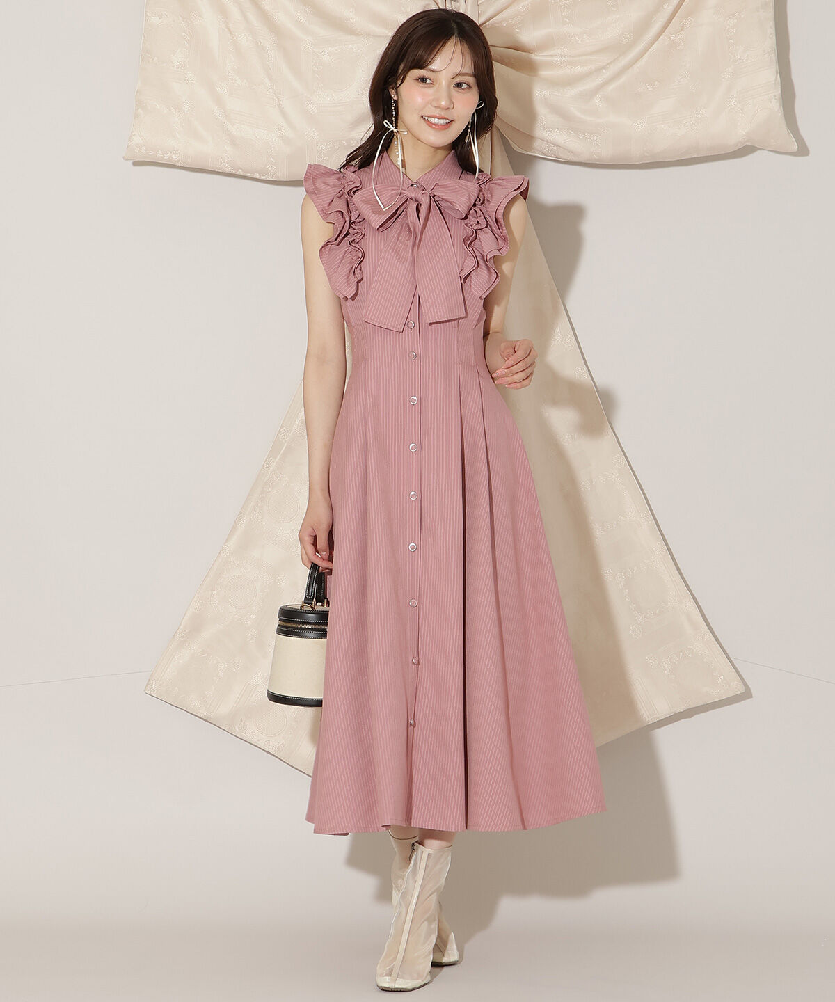 WILLSELECTION「フリルスリーブリボンタイシャツワンピース」|ワンピース|