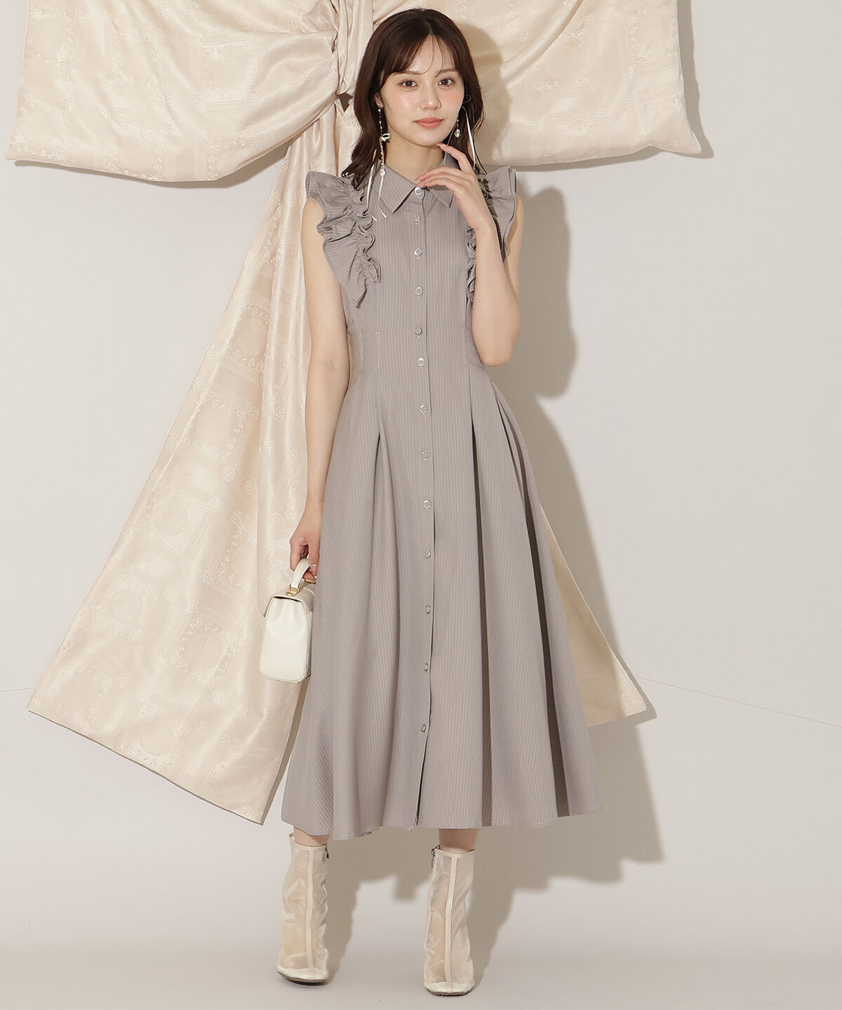 WILLSELECTION「フリルスリーブリボンタイシャツワンピース」|ワンピース|