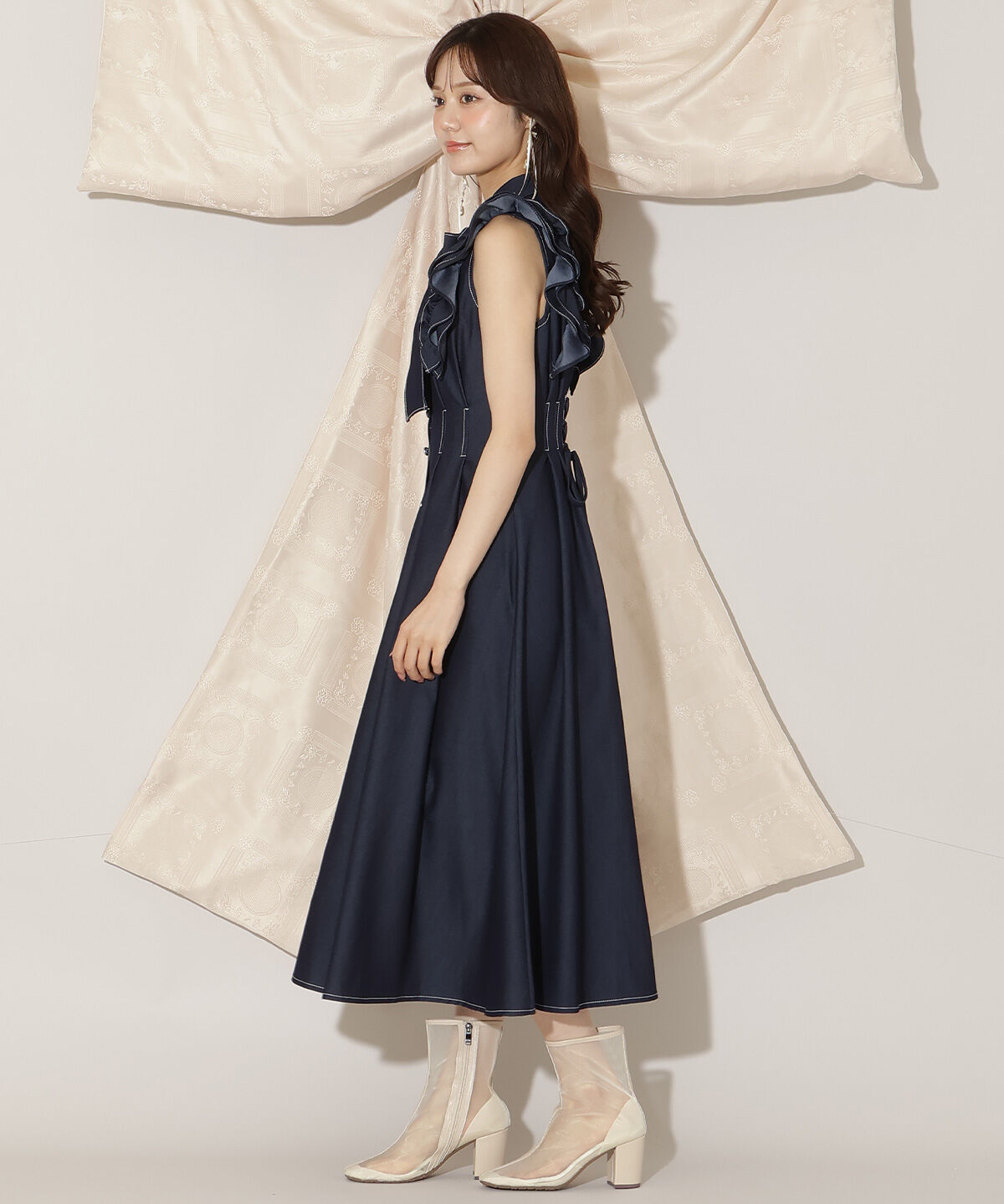 WILLSELECTION「フリルスリーブリボンタイシャツワンピース」|ワンピース|
