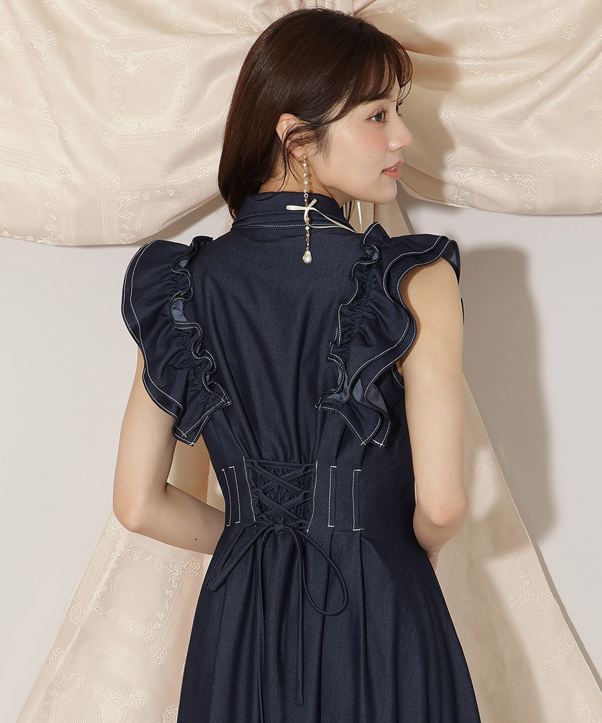 WILLSELECTION「フリルスリーブリボンタイシャツワンピース」|ワンピース|