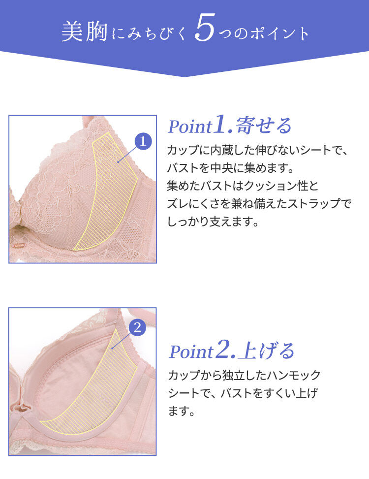 intesucre「アンテシュクレ ナイス谷間 立体感プラス ブラジャー単品 脇高ブラ BCDEカップ IBT362」|インナー|