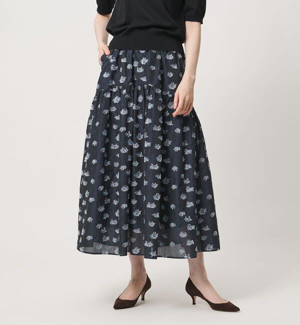 UNITED ARROWS「ブーケ カットジャガード スカート」|フレア|NAVY