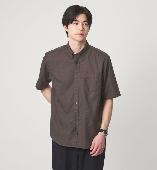 UNITED ARROWS green label relaxing「サッカー ドビー ボタンダウン 半袖 シャツ」|ポロシャツ|DK.BROWN