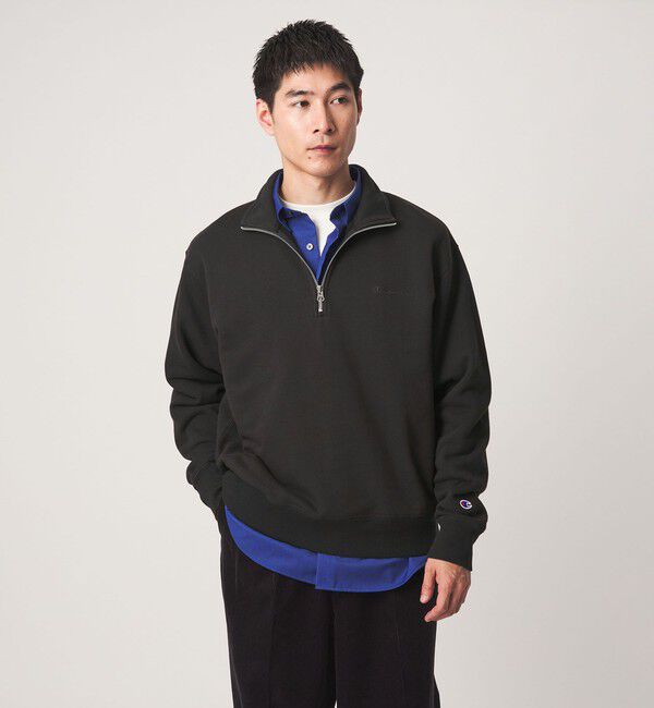 UNITED ARROWS green label relaxing「【別注】＜Champion＞ハーフジップ 長袖 スウェット」|スウェット・ジャージ|BLACK