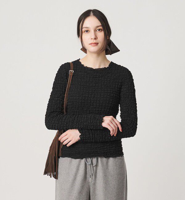 BEAUTY&YOUTH UNITED ARROWS「【WEB限定】シュリンクレース ロングスリーブプルオーバー」|Tシャツ・カットソー|BLACK