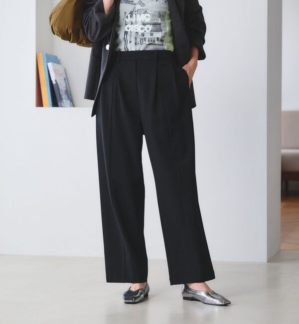 BEAUTY&YOUTH UNITED ARROWS「【WEB限定 Wardrobe DAILY MINIMAL】ジャージー タックカーブパンツ ウォッシャブル」|その他|BLACK