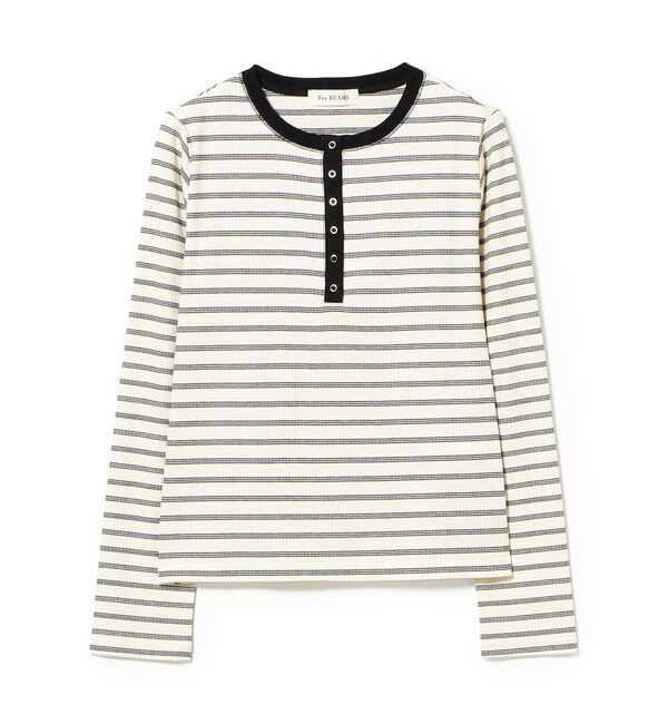 Ray BEAMS 「RIB ボーダー ヘンリーネック Tシャツ」|Tシャツ・カットソー|